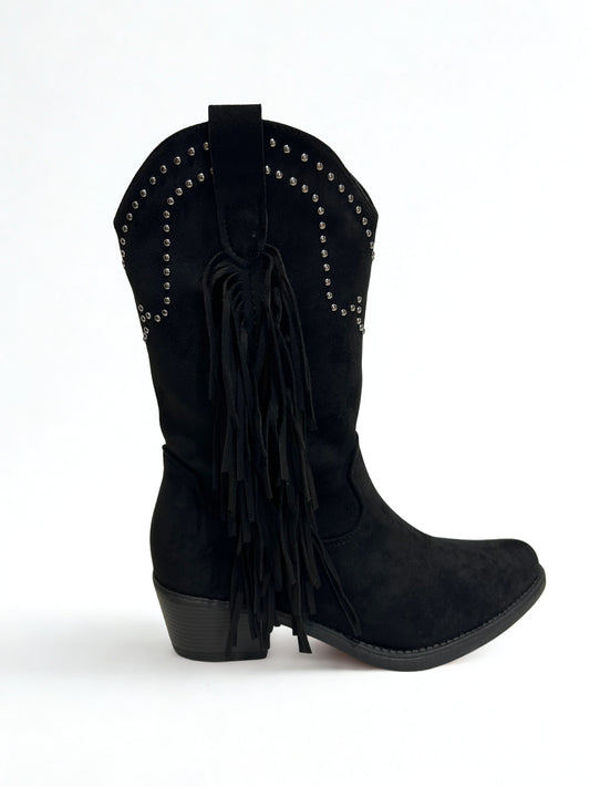 BOTA COWBOY DIANA FLECOS NEGRA