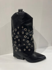 BOTA CAMILA POLAINA OJALES BLACK