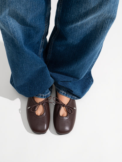 ZAPATO PLANO ESCOTE NUDO BROWN