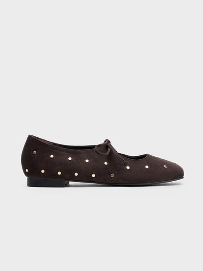 MERCEDITAS ABIERTAS TACHUELAS NUDO BROWN