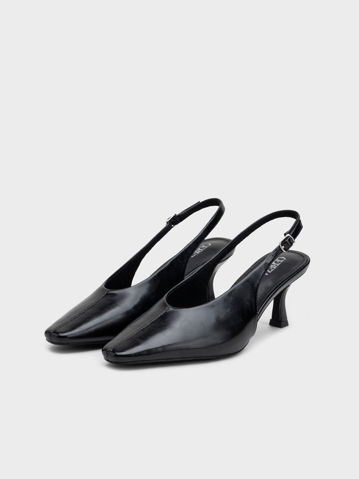 ZAPATO TACON DESTALONADO P153 BLACK PU