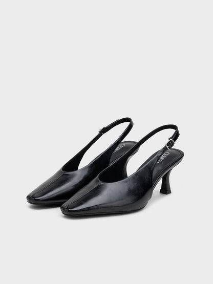 ZAPATO TACON DESTALONADO P153 BLACK PU
