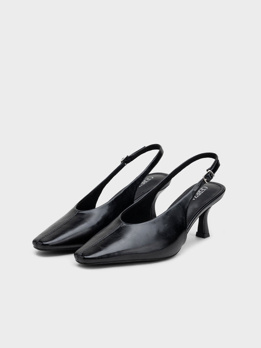 ZAPATO TACON DESTALONADO P153 BLACK PU