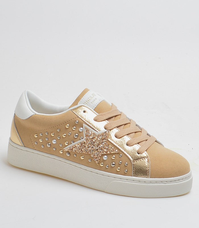 ZAPATILLA ESTRELLA GLITTER BEIGE/GOLD