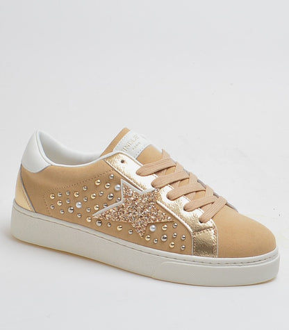 ZAPATILLA ESTRELLA GLITTER BEIGE/GOLD