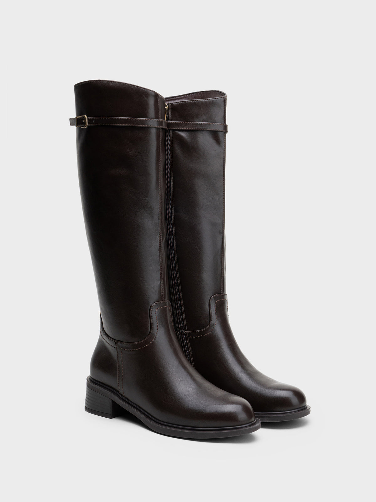 BOTA ALTA HIPICA TACON MEDIO PU COFFEE