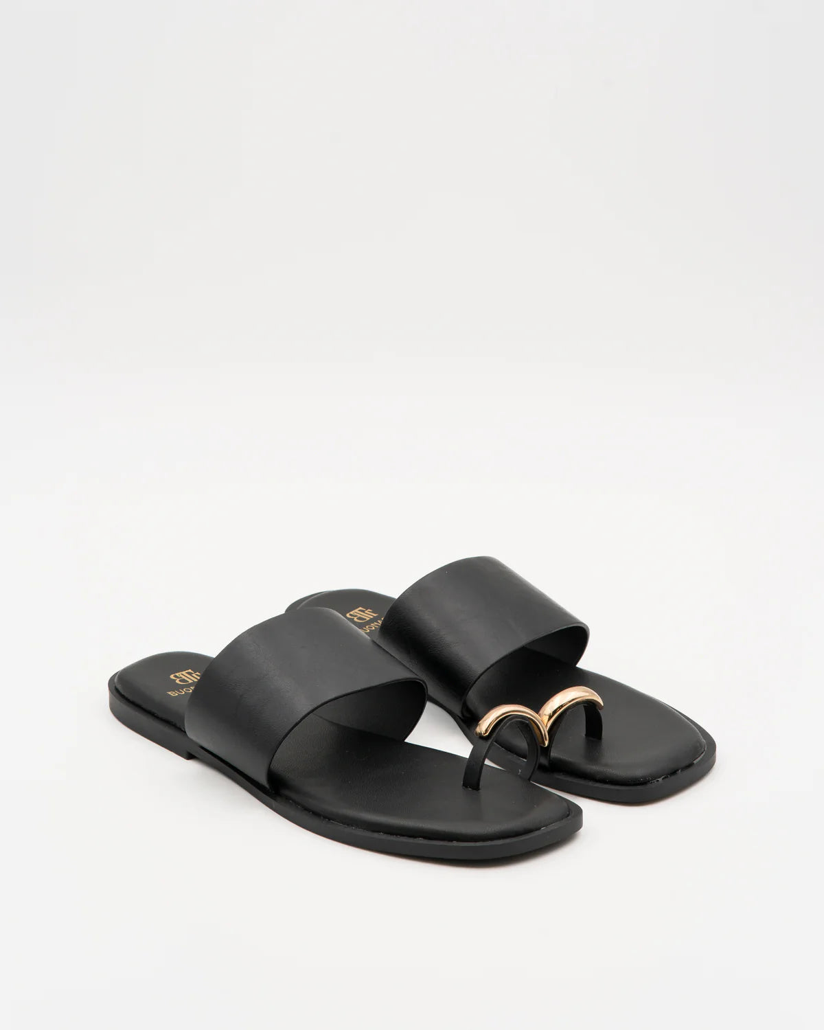 SANDALIA PLANA BANDA ANCHA ANILLO DEDO BLACK