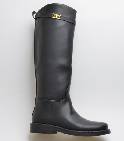 BOTA RENATA ALTA SUELA PLANA NEGRA