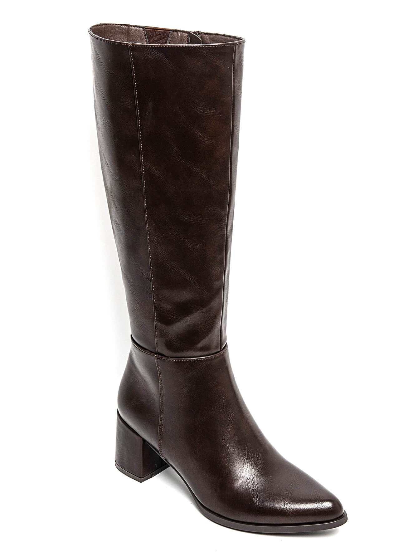 BOTA CLARA ALTA TACÓN MARRÓN