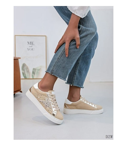 ZAPATILLA ESTRELLA GLITTER BEIGE/GOLD