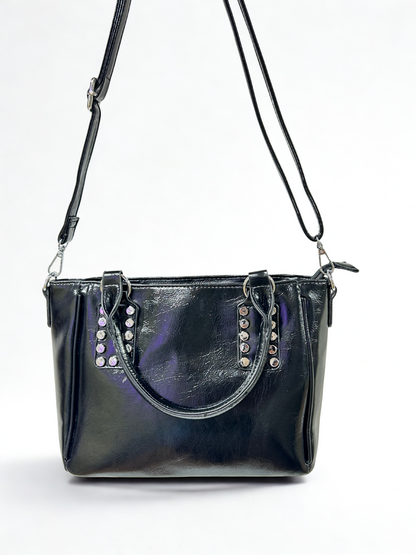 BOLSO CUADRADO TACHUELAS NEGRO