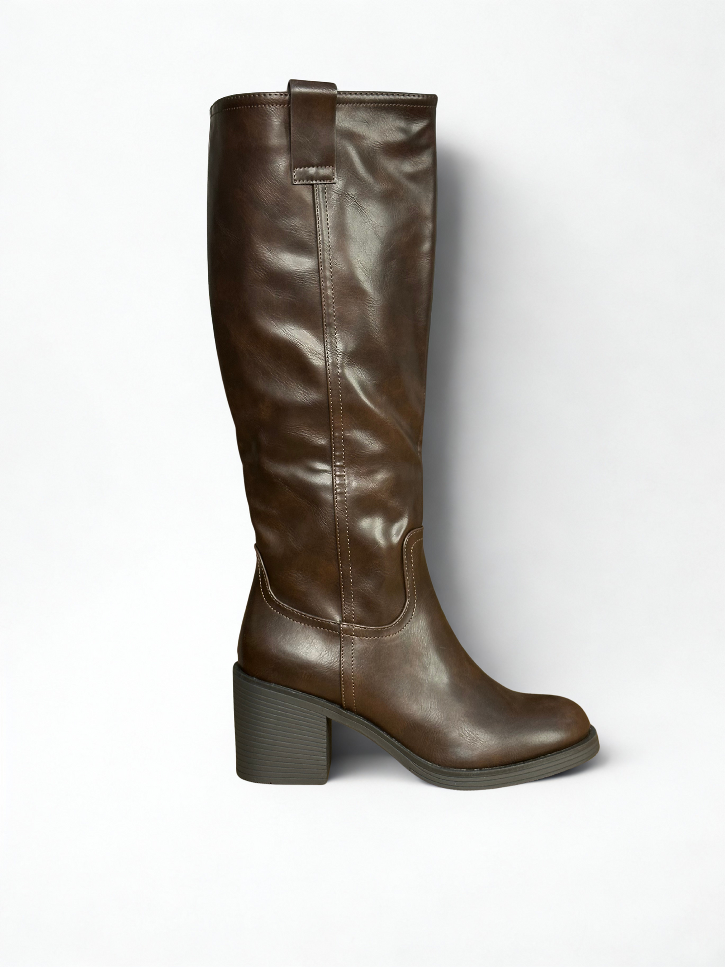 BOTA LUNA ALTA TACÓN CHOCOLATE