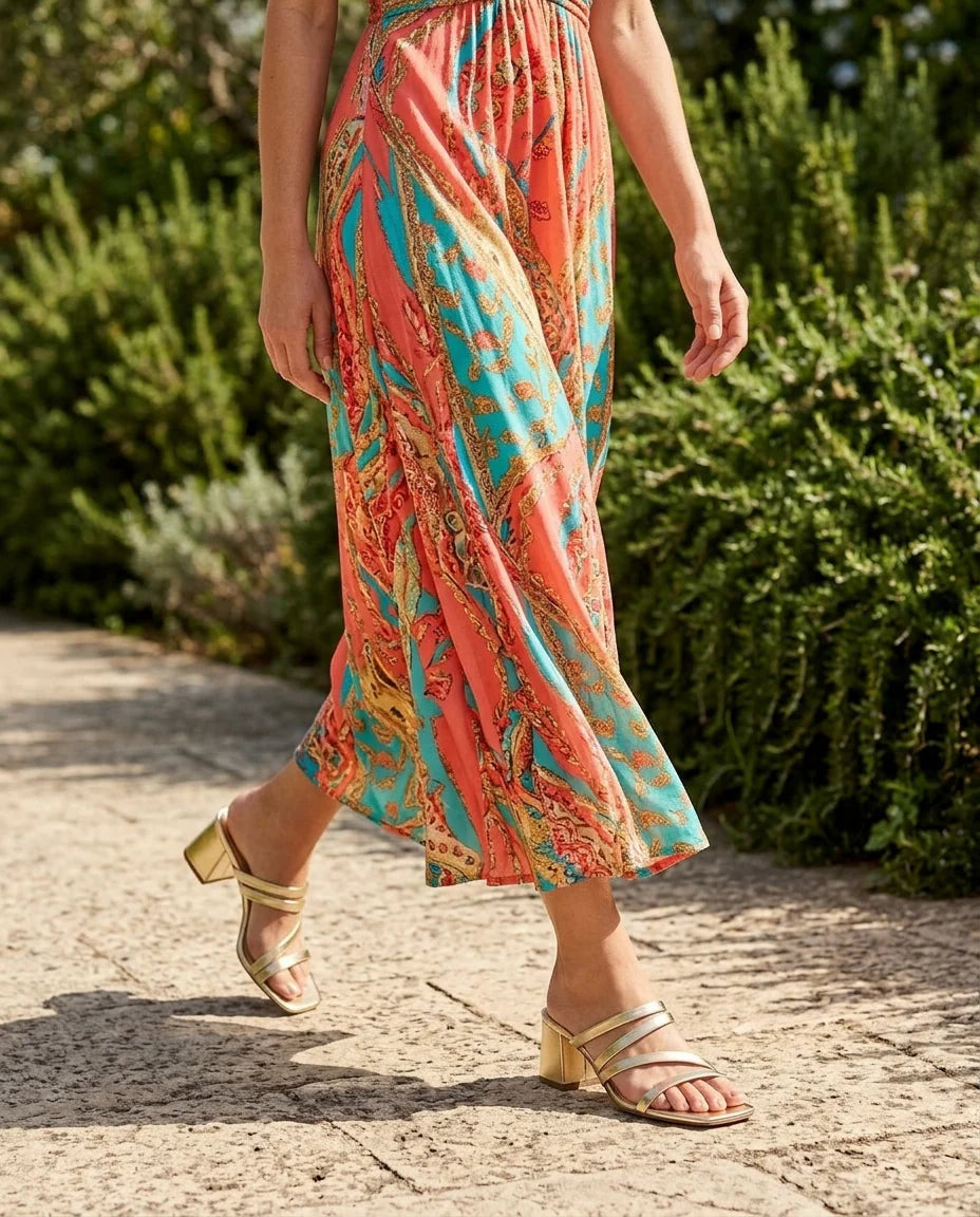 SANDALIA TIRAS LOLA GOLD