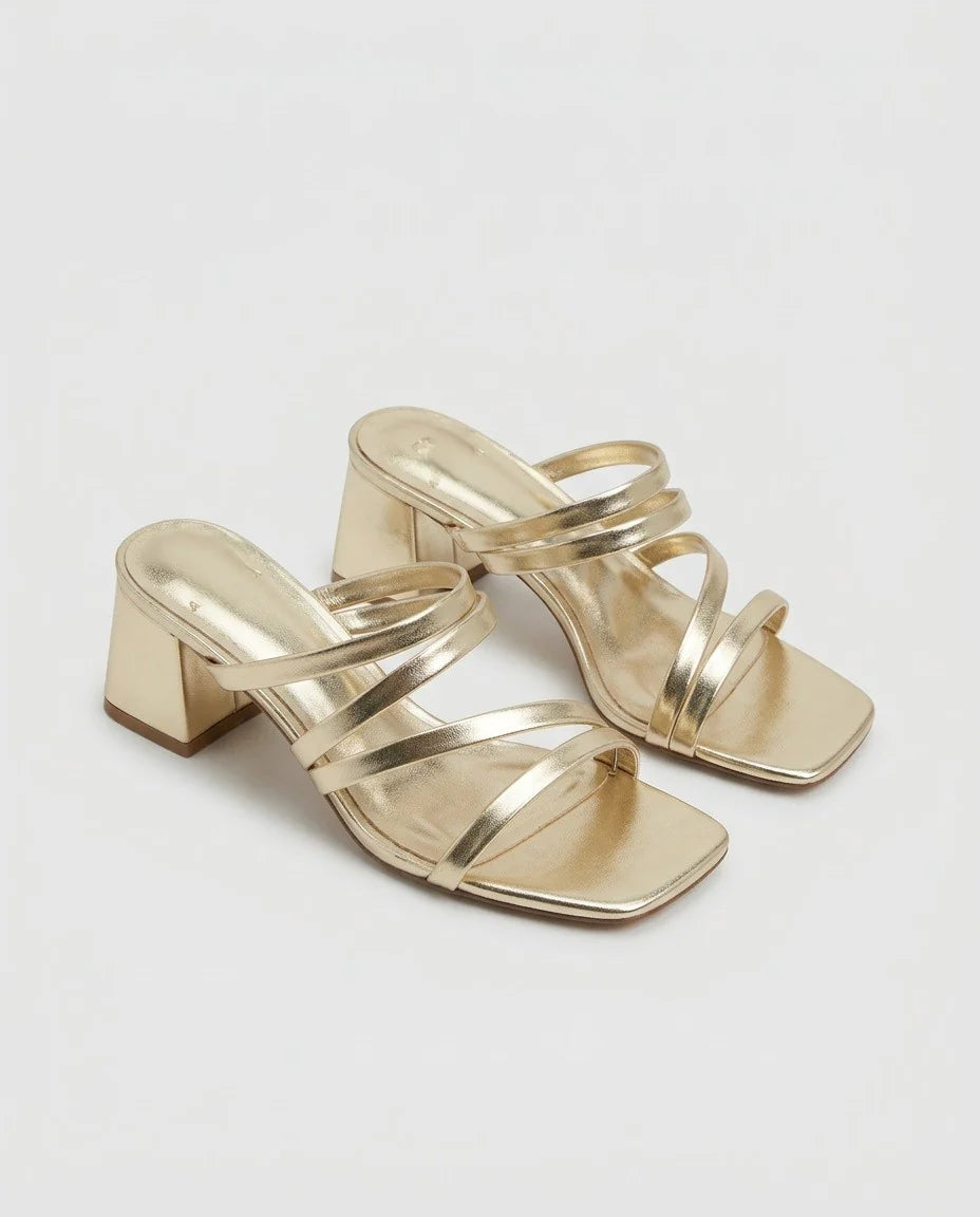 SANDALIA TIRAS LOLA GOLD